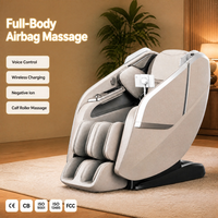Fauteuil de massage à domicile zéro gravité avec airbag, rouleaux de massage pour mollets et pieds, haut-parleurs Bluetooth et commande vocale pour la relaxation