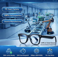 Occhiali Multifunzione Wireless con Microfono e Altoparlanti Integrati, Controllo Touch, Assistente Vocale, Chat Multilingue