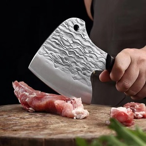 Couteau de cuisine écologique en acier inoxydable forgé à la main, hachoir à os, motif martelé, outil de coupe de bois d'extérieur - Product Image 2