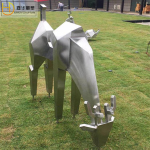 Jiahua Sculpture Stainless Steel Mirror Deer Sculpture Faceted Geometric Outdoor Garden Ornament - Product Image 2