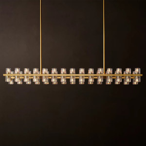 54" American Copper Chandelier Light for Dining Room Living Room Antique Brass Crystal Rectangle Chandelier For Kitchen Island - Product Image 4