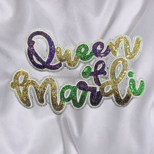 Новая нашивка-аппликация <span class=keywords><strong>2026</strong></span> года: блестящий розовый бантик с пайетками в форме рака, пришивная или термоклеевая, для декора одежды на Марди Гра, вышитые пайетками нашивки - Product Image 3