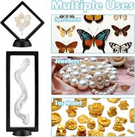 Boîte de présentation flottante 3D en film PE transparent durable, noire, blanche ou transparente, pour bijoux, prix d'usine, vente en gros