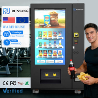 Distributeur automatique intelligent RUNYANG personnalisé avec IA, écran tactile 55 pouces, capacité de 300 à 600 articles, gestion basée sur le cloud pour les aliments