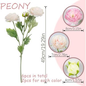 Bouquet de pivoines et de roses artificielles Haiyi, rose et blanc, décorations pour la maison et les mariages - Product Image 2