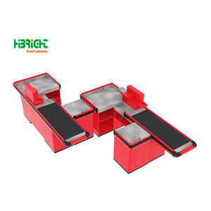 Comptoir d'épicerie en acier inoxydable noir rouge de taille personnalisée pour supermarchés avec palette numérotée - Product Image 5