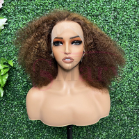 Fournisseurs de cheveux en gros 13*4 13*6 Perruque frontale en dentelle Afro Curly Piano Color Pre Plucked Human Lace Front Wig Vendeurs de cheveux vierges