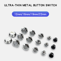 Interrupteurs à bouton-poussoir métalliques ultra-courts à retour automatique IP65, mini-interrupteurs de fin de course avec voyant LED 1NO 1A 16MM