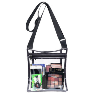 Borsa Portatile Trasparente <span class=keywords><strong>e</strong></span> Nera con Cerniera all'Ingrosso per Donna, Pochette Trasparente per Viaggi, Concerti, Sport, Spiaggia ed Eventi allo Stadio - Product Image 1
