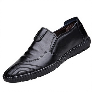 Chaussures plates pour hommes en cuir PU, style abordable, respirantes, imperméables, avec doublure en maille, tendance intemporelle, chaussures de travail formelles fermées - Product Image 2