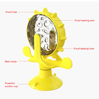 Jouets pour chats et chiens Pet Factory Leaky Dood, ventouse, moulin à vent, rotation, rongeur, distributeur de nourriture lent, design rond en plastique
