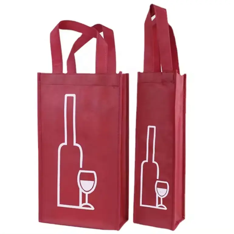 थोक अनुकूलन योग्य लोगो डिज़ाइन उच्च गुणवत्ता टिकाऊ पोर्टेबल एकल गैर बुना वाइन बोतल बैग