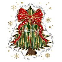 Nouvelle idée de produit Conception d'arbre de Noël Impression par transfert de presse à chaud pour T-shirts Matériau PET lavable