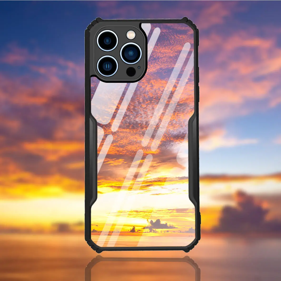 MAXUN Slim TPU Acrylic Hard Hybrid Clear Transparent Black Frame Phone Case Para Bulk for iPhone X XS 11 12 13 14 Pro Max Nuevo