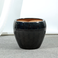 Jardinières en céramique noire émaillée de style nordique moderne pour la décoration de la maison et du bureau, grands pots décoratifs pour fleurs, pots de jardin