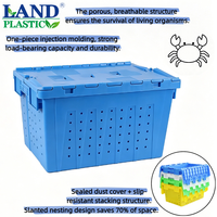 Conteneur de transport pour crabes avec trous d'aération, en plastique alimentaire, empilable, durable, écologique, avec nid incliné, boîte de transport pour crabes vivants