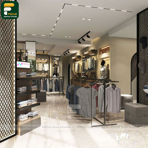 ชั้นวางสินค้าแฟชั่นหรูหราแบบเกาะกลางพร้อมตู้แขวนเสื้อผ้าและหน้ากระจก - Product Image 3