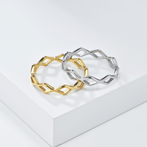 Hollow Diamond Shape <b>Titanium</b> Steel <b>Ring</b> Geometric Design Unisex Fashion Jewelry Gift - Product Image 2