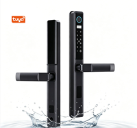 Serrure intelligente TUYA WIFI avec empreinte digitale biométrique, mot de passe, carte-clé, en aluminium, pour porte coulissante à tirer et pousser