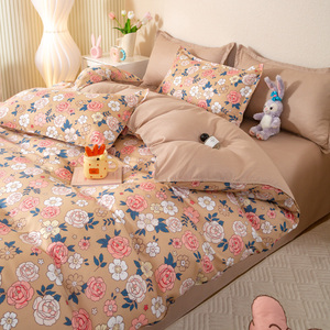 침구 세트 퀸 이불 세트 4 개 꽃 퀸 침대 세트 이불 커버 시트 베갯잇 - Product Image 3