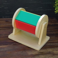 Tambour rotatif Montessori personnalisé en bois, tambour textile arc-en-ciel, aides pédagogiques pour l'éducation précoce des tout-petits