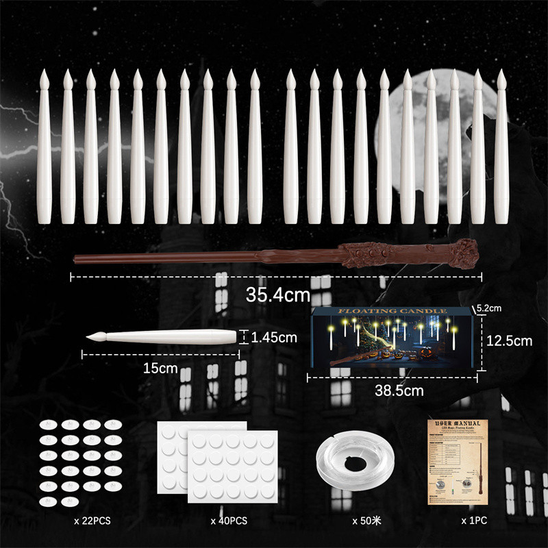 Warm White 20 candles+1 magic wand