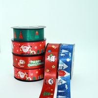 Ruban de Noël personnalisé de haute qualité 100 % polyester imprimé par transfert thermique pour la décoration des arbres de Noël