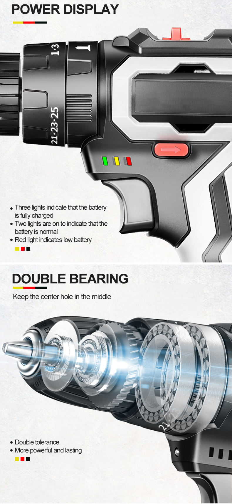 21V Factory Supply Cordless Power Tool Combo Hammer Screwdriver Drill Machine Power Drill kit