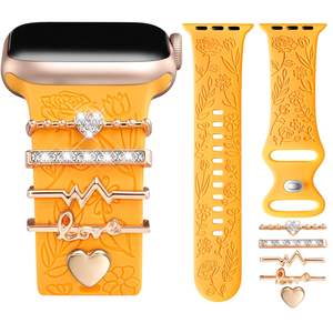 Upro Fashion Wholesale Heart Watch Strap Charms Pack pour bracelet Apple Watch en silicone, ensemble d'anneaux décoratifs, accessoires pour bracelet de montre - Product Image 3