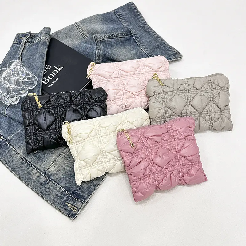 ファッション新しいナイロン刺Embroidery女性のクラッチバッグ格子小銭入れ財布