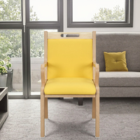 Fauteuil de salle à manger minimaliste, écologique, durable et portable en jaune avec structure en bois courbé pour appartement
