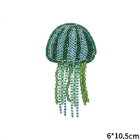 Appliques brodées 3D Gillian faites à la main en PVC avec strass et paillettes, motifs animaux marins (étoile de mer, tortue marine, dauphin) pour chapeaux