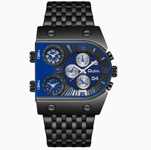 Montre à quartz Oulm HT9315 pour homme, sport et mode, grand cadran avec fonction lumineuse et bracelet en acier, fuseaux horaires multiples, boîtier carré - Product Image 4
