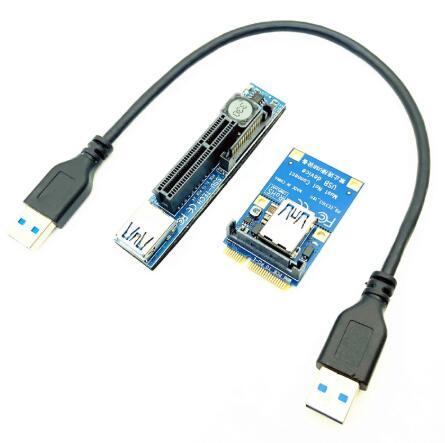 PCI-E Riser Mini PCIE to PCIE X4 Extension Port Adapter Riser Card PC Graphics Card Connector 30cm USB Cable PCIE Extender Riser