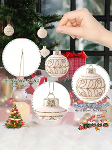 Adornos Navideños de Cristal con Patrón Dorado y Plateado de Alta Calidad, Adornos de Cebolla de Doble Punta Hechos a Mano, Decoración Ecológica para Fiestas - Product Image 2