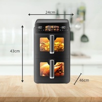 Nouvelle Friteuse à Air Chaud 10L Électronique à Double Tiroir avec Écran Tactile, 110V-240V, Protection Automatique Indépendante contre les Panne de Courant, Vente Chaude Mondiale