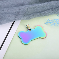 Etiqueta de perro personalizada al por mayor con cadena colgante etiqueta de identificación de mascota metal hueso de acero inoxidable gato perro nombre etiqueta de identificación grabado láser