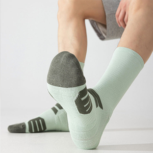 Chaussettes de sport professionnelles blanches mi-mollet, antidérapantes, rembourrées, pour le <span class=keywords><strong>fitness</strong></span>, le basketball et le quotidien - Product Image 4