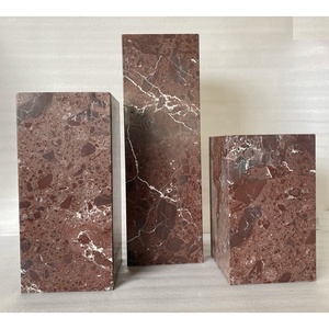 Table d'appoint en marbre Rosso Levanto, piétement en pierre naturelle, pour salon moderne - Product Image 2