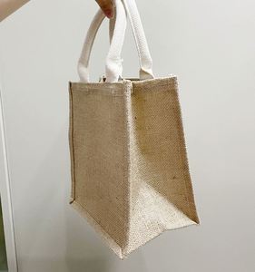 Promotion de lin toile de jute chanvre jute épicerie sac fourre-tout de plage en toile de jute avec poignée, image de sac de jute - Product Image 3