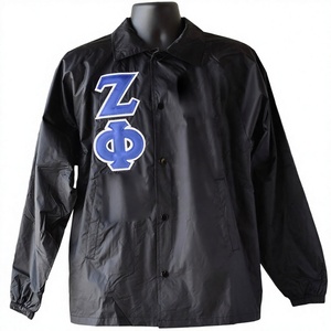 Veste coupe-vent personnalisée Zeta Phi Sorority ZPB brodée, style universitaire, accessoires grecs de sororité, fermeture à boutons-pression - Product Image 1