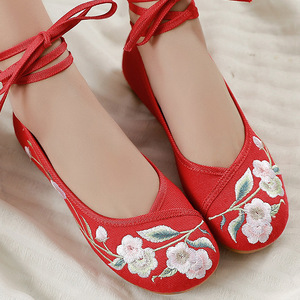 Zapatos de Lona Bordados con Cordones y Tacón Bajo, Sin Caja, Tallas Completas, Suela de Tendón de Res, Oferta Relámpago, Envío Directo - Product Image 3