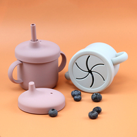 Gobelet d'apprentissage sans BPA pour tout-petits, gobelet à bec 3 en 1 en silicone avec double poignée pour bébé de 6 mois et plus, motif personnalisé