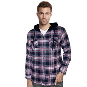 Camisa xadrez com capuz para homens, diretamente personalizada, flanela