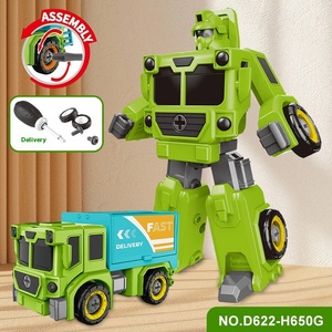 Coche de ingeniería de <span class=keywords><strong>Robot</strong></span> de plástico de juguete de vehículo exprés de montaje DIY transfronterizo para niños, desmontaje de deformación para niños - Product Image 3