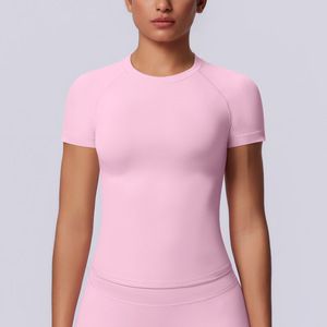 New Cross-border European American Seamless Solid Color Tight-fitting High-elastic Breathable Short Sleeve <strong>T</strong>-<strong>shirt</strong> <strong>for</strong> <strong>Adults</strong> - Product Image 2