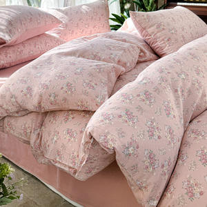 100% algodón ecológico 200TC hilo <span class=keywords><strong>de</strong></span> doble capa juego <span class=keywords><strong>de</strong></span> cuatro piezas Floral <span class=keywords><strong>Super</strong></span> suave funda <span class=keywords><strong>de</strong></span> edredón para todas las estaciones sábana - Product Image 3