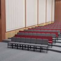 Silla de Conferencia Apilable de Acero Moderno de Alta Calidad con Cojín Suave de Tela para Iglesia, Auditorio, Hotel, Teatro