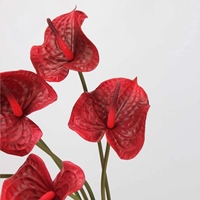 Bunga Anthurium Artifisial PU Real Touch Grosir, Buket Hiasan Hati untuk Dekorasi Rumah dan Pernikahan