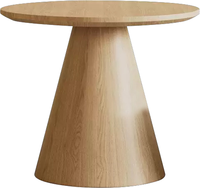 Table basse ronde nordique en bois massif et chaises en cuir rembourrées en bois massif pour cafés hôtels restaurants etc.